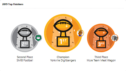 Stephen Bierer 2019 Yorkville Digitbankers ESPN Fantasy Football League Champions